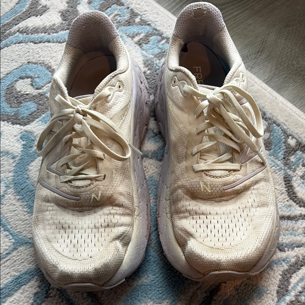 New Balance Off-White and purple Fresh Foam V4 Sneakers